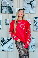 Hugs & Kisses Red Sweatshirt-Rae Collective, Women's Online Fashion Boutique Located in Phoenix, Arizona (Scottsdale Area)