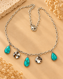 Desert Bloom Turquoise & Silver Charm Necklace