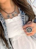 Desert Pearl Crystal Cluster Sterling Silver Necklace-Squash Blossom Necklaces-Rae Collective, Women's Online Fashion Boutique Located in Phoenix, Arizona (Scottsdale Area)
