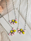 Days of Spring Collection Rosarita & Pink Conch Half Daisy Necklace