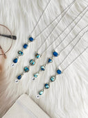 Indigo Blue Dahlia Small Lariat Necklace Bag 34