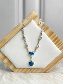 Indigo Blue Dahlia Crystal Necklace Bag 17