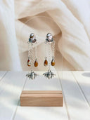Angel Dahlia Bees Drop Earrings