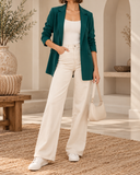 Twill Oversized Single Button Blazer Jacket