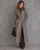 Elowen Sculpted Shoulder Belted Longline Knit Cardigan
