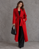 Elowen Sculpted Shoulder Belted Longline Knit Cardigan