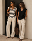 Elegant Ruched Side V-Neck Sleeveless Top
