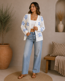Elegant White Flower-Knit Hollow Out Cardigan