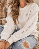 Embroidered She Is Strong Sweatshirt