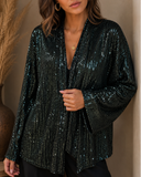 Emerald Nights Sequin Duster Blazer Top