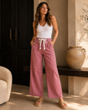 Eyelet Thru Belt Detail Corduroy Barrel Jeans