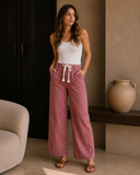 Eyelet Thru Belt Detail Corduroy Barrel Jeans
