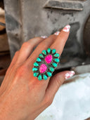 Barbie Neon Hot Pink Opal & Turquoise Cluster Ring-Rae Collective, Women's Online Fashion Boutique Located in Phoenix, Arizona (Scottsdale Area)