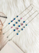 Indigo Blue Dahlia & Mimosa Opal Bracelet Bag 24