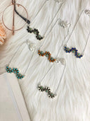 Daises of Desert Multi Stone Triple Daisy Bar Necklace