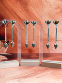 Desert Sage Jasper Long Heart Drop Earrings