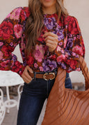 Bold Floral Chiffon Blouse S-3X-Tops-Rae Collective, Women's Online Fashion Boutique Located in Phoenix, Arizona (Scottsdale Area)