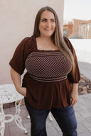 Smocked Bodice Square-Neck Blouse S-3X-Tops-Krush Kandy, Women's Online Fashion Boutique Located in Phoenix, Arizona (Scottsdale Area)
