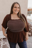 Smocked Bodice Square-Neck Blouse S-3X-Tops-Krush Kandy, Women's Online Fashion Boutique Located in Phoenix, Arizona (Scottsdale Area)