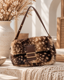 Fawn Brown Faux-Fur Flap Crossbody Bag