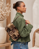 Fawn Brown Faux-Fur Flap Crossbody Bag