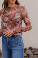 Bloom in Style: Floral Mesh Top-Long Sleeve Tops-Rae Collective, Women's Online Fashion Boutique Located in Phoenix, Arizona (Scottsdale Area)