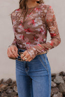 Bloom in Style: Floral Mesh Top-Long Sleeve Tops-Rae Collective, Women's Online Fashion Boutique Located in Phoenix, Arizona (Scottsdale Area)