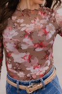 Bloom in Style: Floral Mesh Top-Long Sleeve Tops-Rae Collective, Women's Online Fashion Boutique Located in Phoenix, Arizona (Scottsdale Area)