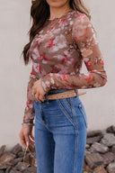 Bloom in Style: Floral Mesh Top-Long Sleeve Tops-Rae Collective, Women's Online Fashion Boutique Located in Phoenix, Arizona (Scottsdale Area)