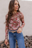 Bloom in Style: Floral Mesh Top-Long Sleeve Tops-Rae Collective, Women's Online Fashion Boutique Located in Phoenix, Arizona (Scottsdale Area)