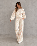 Petal Whispers Floral Pullover & Wide Leg Pants