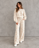 Petal Whispers Floral Pullover & Wide Leg Pants
