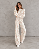 Petal Whispers Floral Pullover & Wide Leg Pants