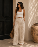 Floral Embroidered Twill Straight Western Jeans