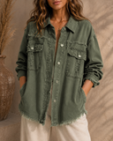 Frayed Denim Pocket Shirt Jacket