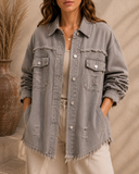 Frayed Denim Pocket Shirt Jacket