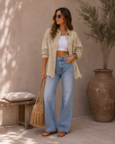 Frayed Denim Pocket Shirt Jacket