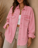 Frayed Denim Pocket Shirt Jacket