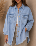 Frayed Denim Pocket Shirt Jacket