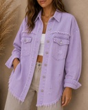 Frayed Denim Pocket Shirt Jacket