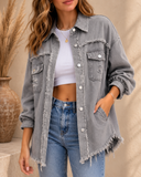 Frayed Denim Pocket Shirt Jacket