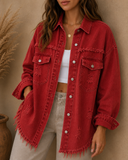 Frayed Denim Pocket Shirt Jacket