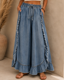 Frill Me Wide Leg Denim Pants