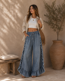 Frill Me Wide Leg Denim Pants