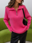 Sloane Avenue Ribbed Half-Zip Collared Sweater