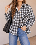 Gingham Sequin Pocket Sherpa Lined Jacket