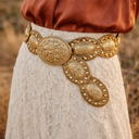 Western Oval Concho Vegan Leather Belt