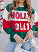 Sequined HOLLY JOLLY Color Block Crew Neck Sweater-Sweater-Krush Kandy, Women's Online Fashion Boutique Located in Phoenix, Arizona (Scottsdale Area)