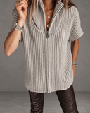 Hadley Short Sleeve Zip Knit Sweater