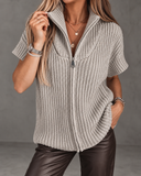 Hadley Short Sleeve Zip Knit Sweater